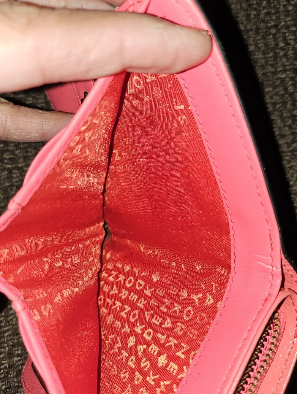 kate spade coral pink pebbled leather card holder